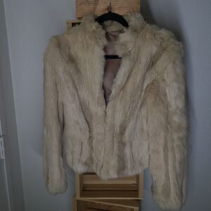 VINTAGE Saga Fox Norway Fur Made In Korea Real Genuine Gray Blonde White Pelt